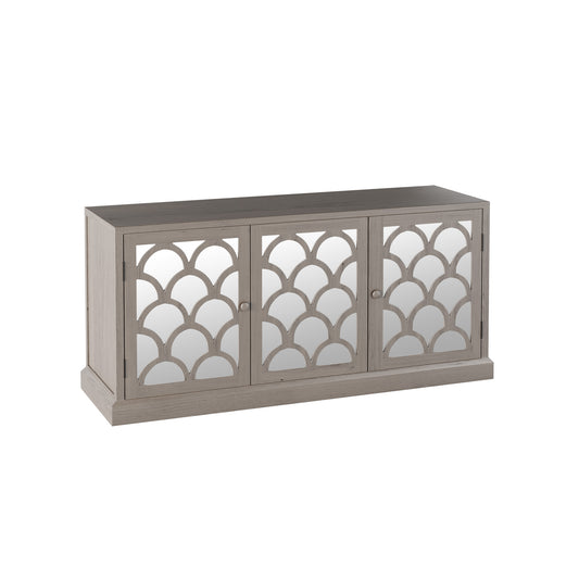 Crafted from durable oak, this natural wood sideboard with 3 doors has warm, earthy tones and distinct grain patterns.