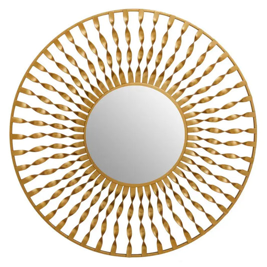 Twisted gold metal wires form a uniform circular pattern to give a sunburst effect.  Dimensions; H77 x L7 x W76