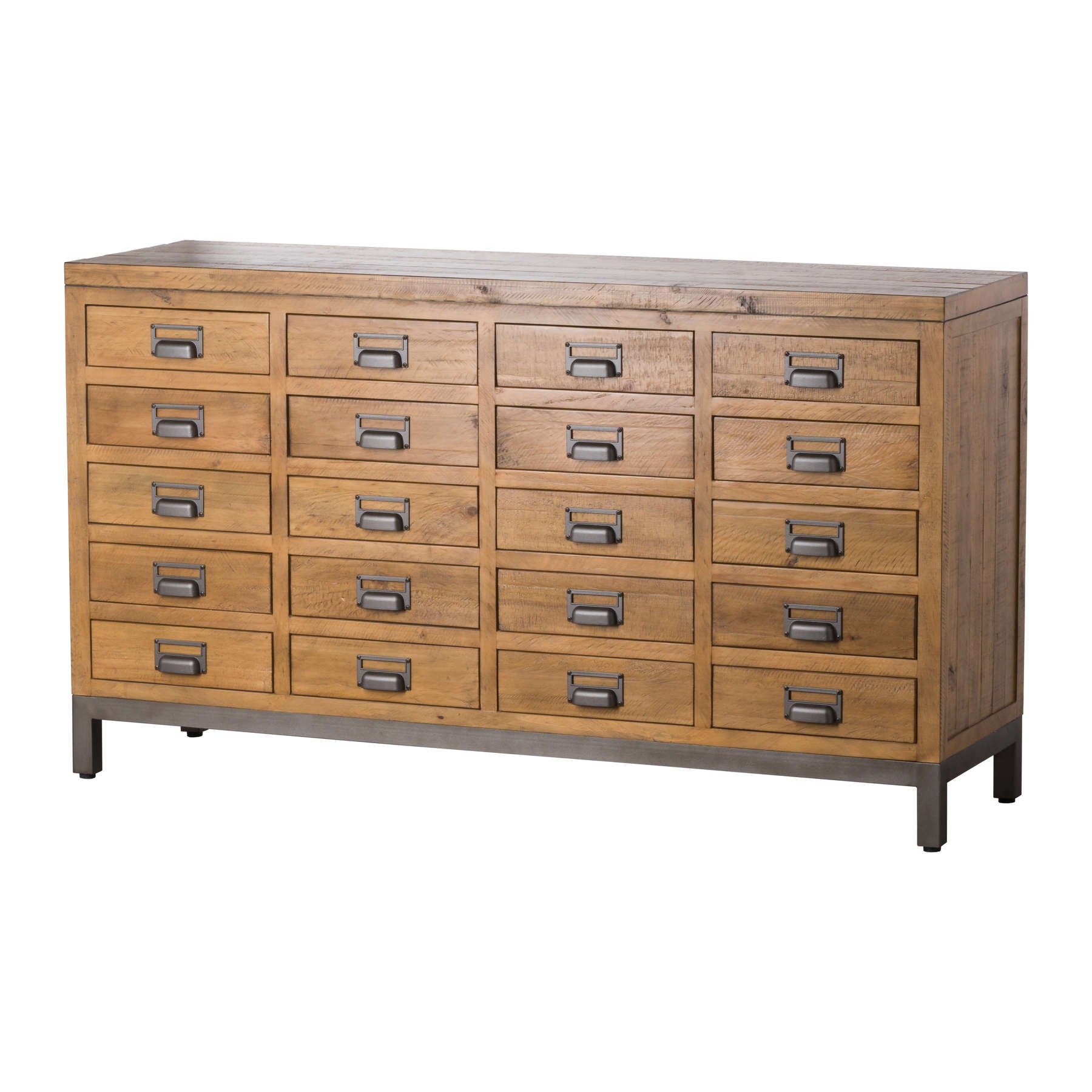 A real statement piece, that offers plenty of storage. Combining characterful pine planks and cast iron cupped handles to suit rustic and industrial schemes. Dimensions; 45L x 160W x 90H