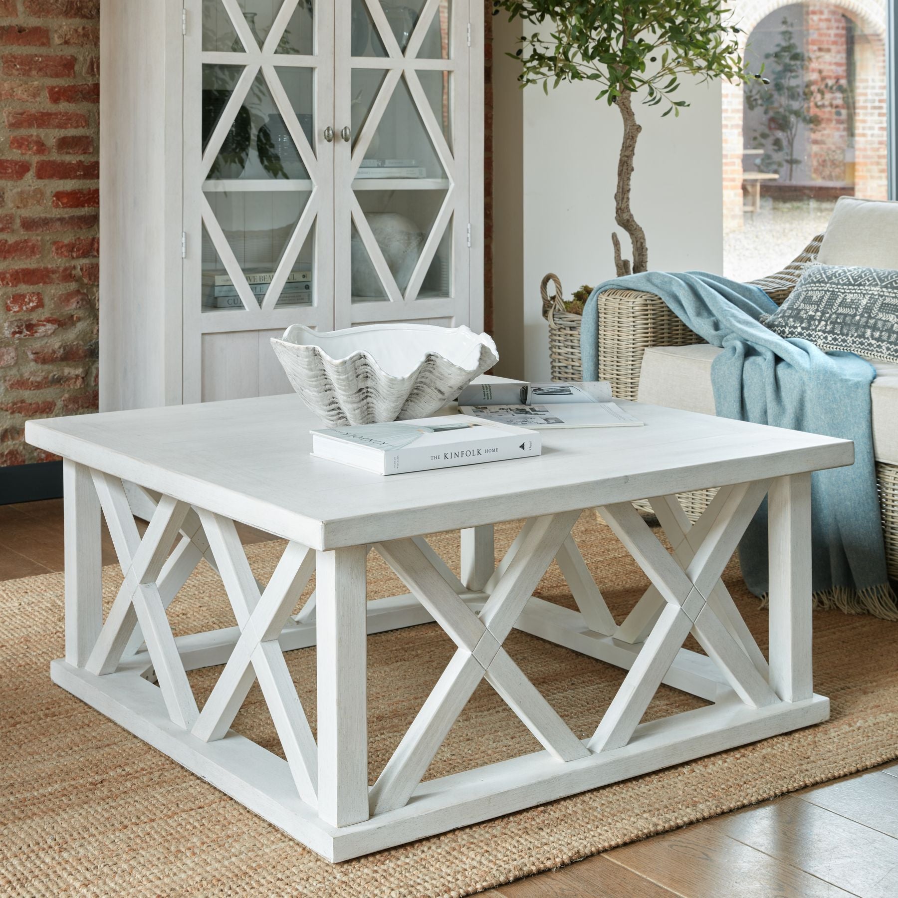 White square coffee table. 