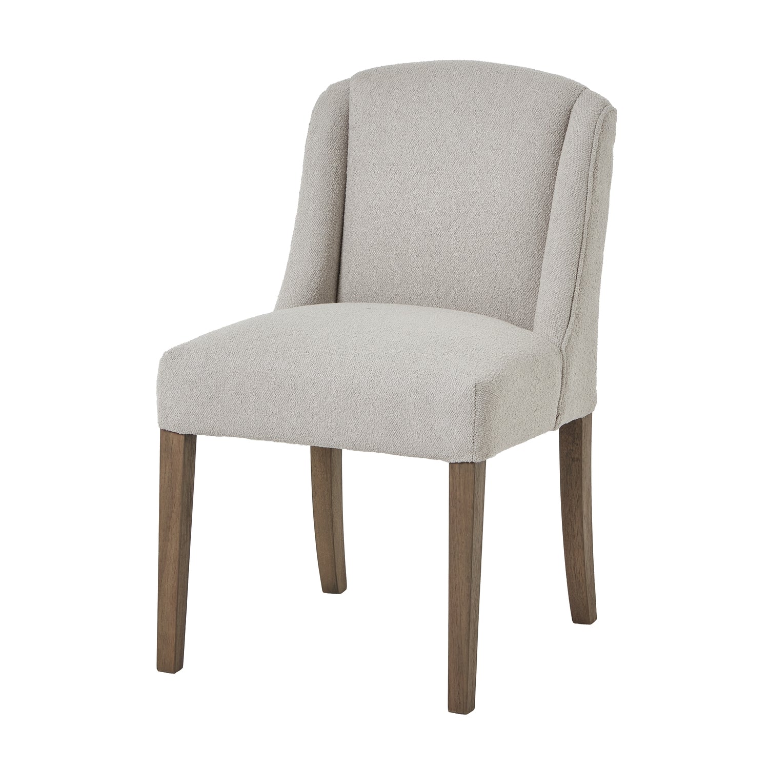 This oatmeal fabric dining chair with wooden legs is perfect for creating a stylish modern décor with a relaxed twist.

Dimensions:&nbsp;59L x 52W x 87H

Minimum order of 2