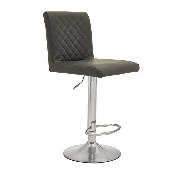 Belize Dark Grey Chrome Bar Stool With Round Base