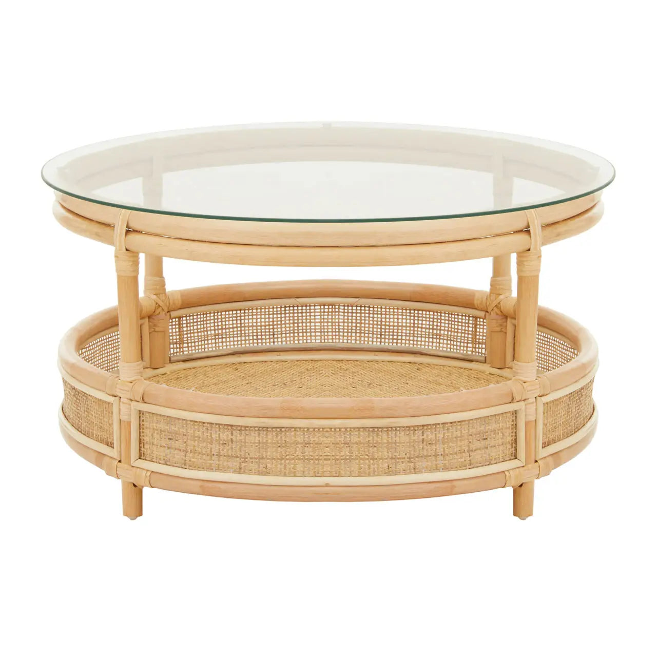 Maho Rattan Coffee Table With Glass Top