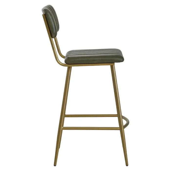 Beryl Green Leather Bar Stool