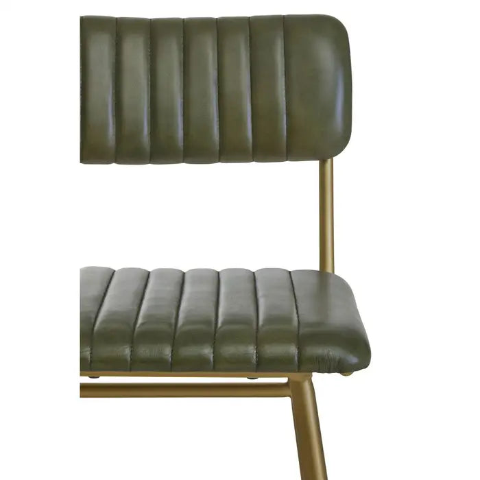 Beryl Green Leather Bar Stool