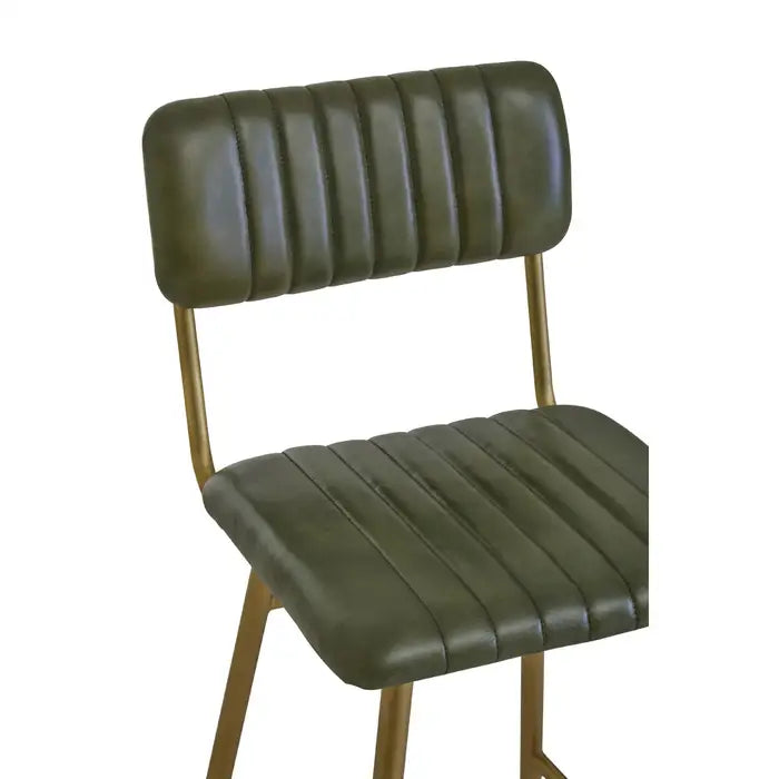 Beryl Green Leather Bar Stool