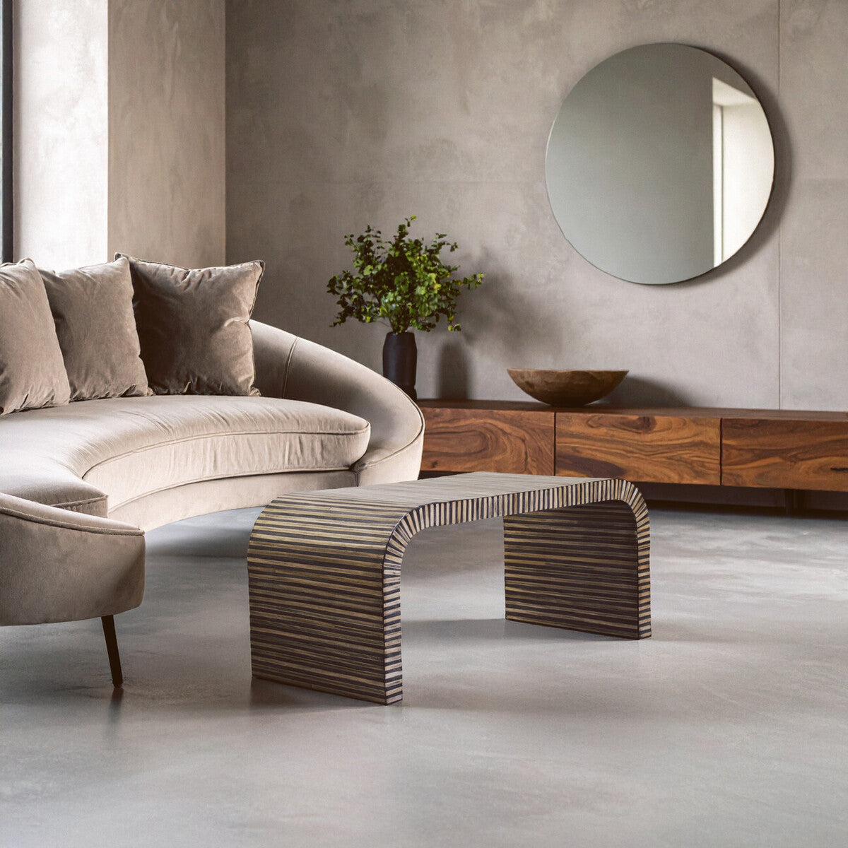 Bambu Inlay Curved Coffee Table