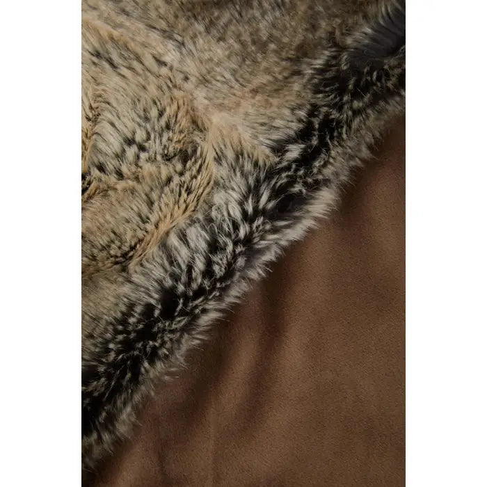 Soft touch luxurious Belsey Luna faux fur throw in Mocha Ombre.