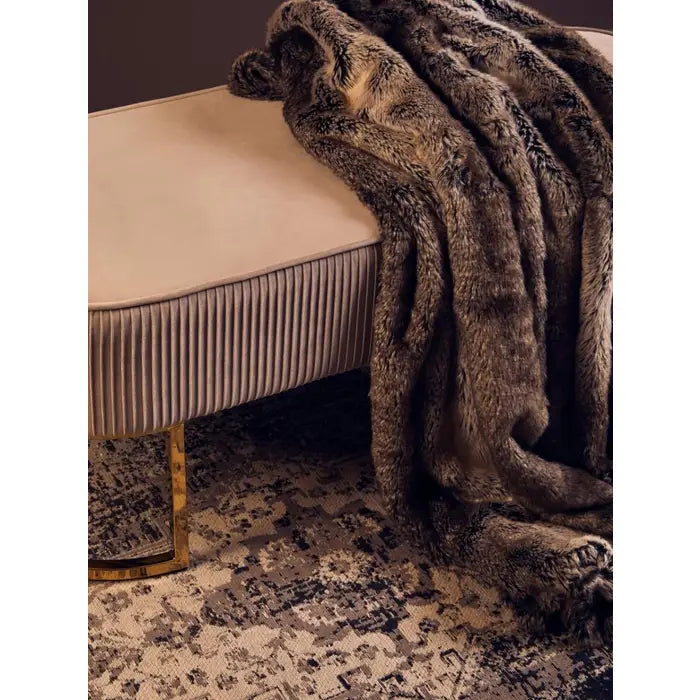 Soft touch luxurious Belsey Luna faux fur throw in Mocha Ombre.