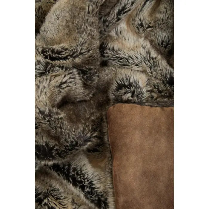 Soft touch luxurious Belsey Luna faux fur throw in Mocha Ombre.