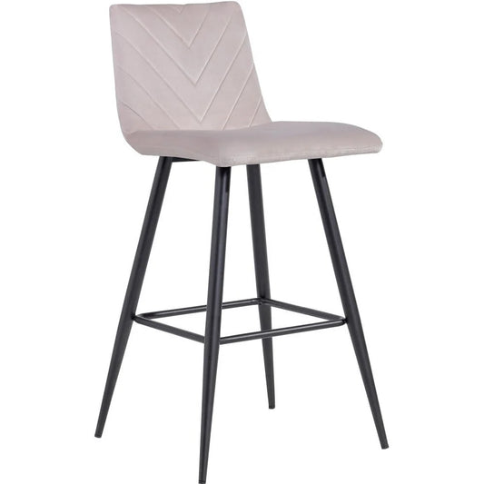 Add a modern retro style to any kitchen island or bar. Upholstered in super soft velvet, with V shaped stitch detailing. Soft padding to the seat and back rest for added comfort.  Dimensions; 51 x 42 x 104 cm