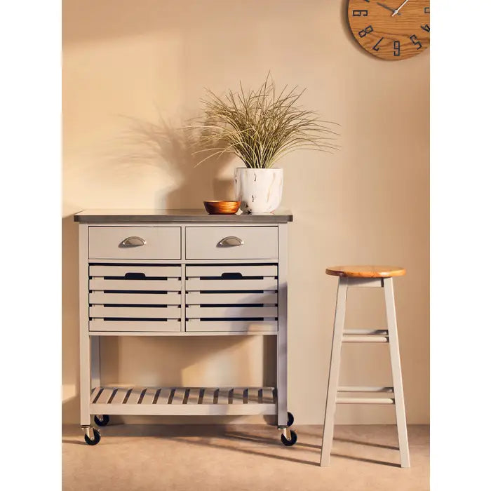 Chesher crafted from natural wood, this natural and grey kitchen/bar stool has a classic style that suits most interiors.