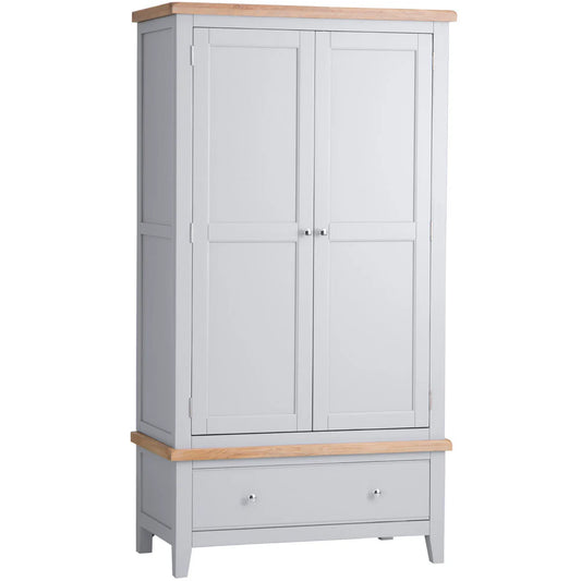 The Ernest range has washed Oak tops and beautifully painted finish. This range has Chrome elements. A warm contemporary design that adds a classic but stylish feel to your home.  Dimensions; 100 x 55 x 190 cm