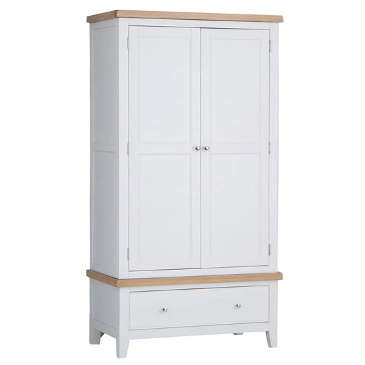 The Ernest range has washed Oak tops and beautifully painted finish. This range has Chrome elements. A warm contemporary design that adds a classic but stylish feel to your home.  Description; 100 x 55 x 190 cm