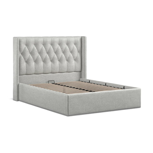 Bordeaux Fabric Bed  Grey - 5'0 Fabric Bedframe Ottoman
