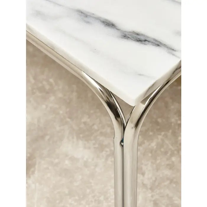 White and grey marble nest of 3 tables. 