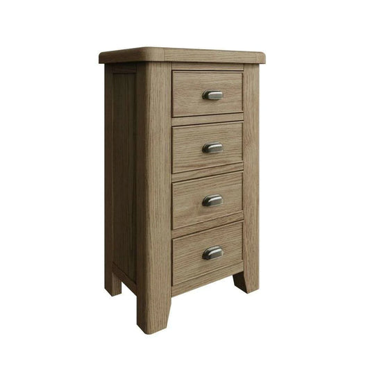 With a radiant warm oak finish, this collection brings a sumptuous and elegant traditional style that is set to complement any interior. Impressive quality runs through every detail, from the rounded corners and tapered legs to the thick oak tops and solid proportions.  Dimensions; 60 x 40 x 100 cm