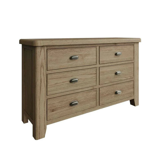 With a radiant warm oak finish, this collection brings a sumptuous and elegant traditional style that is set to complement any interior. Impressive quality runs through every detail, from the rounded corners and tapered legs to the thick oak tops and solid proportions.  Dimensions: 140 x 45 x 85 cm