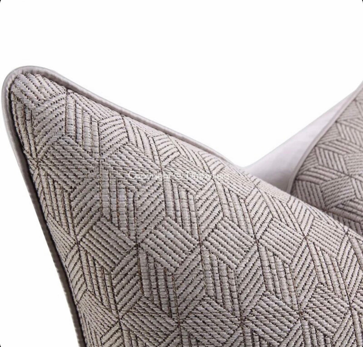 Handmade geometric print cushion. 