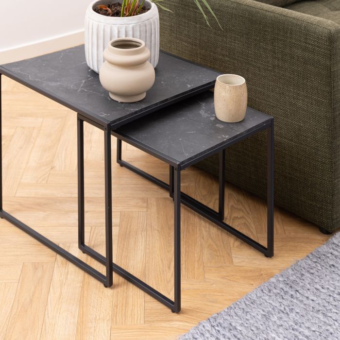 Black Matte Set Of 2 Nest Tables