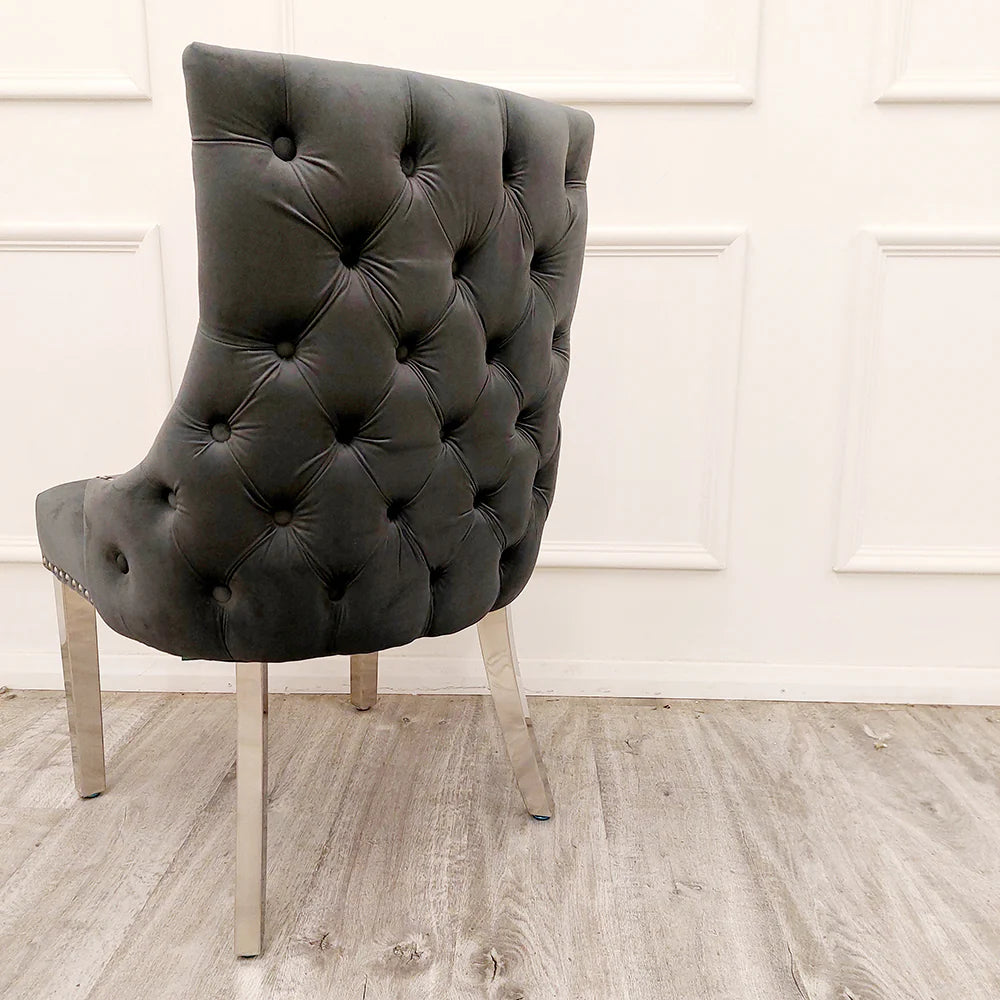 Kingston Velvet Dining Chair In Dark Grey