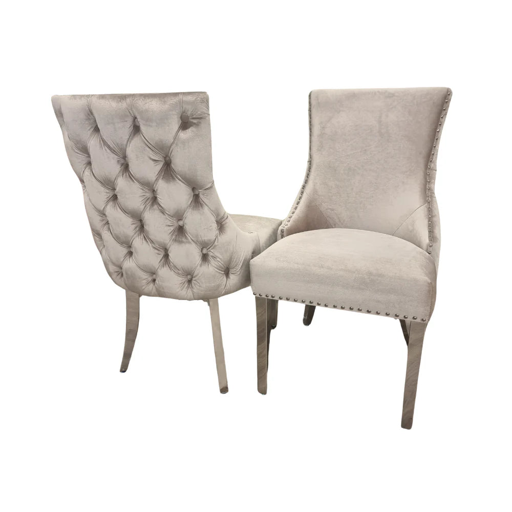 Kingston Velvet Dining Chair In Beige