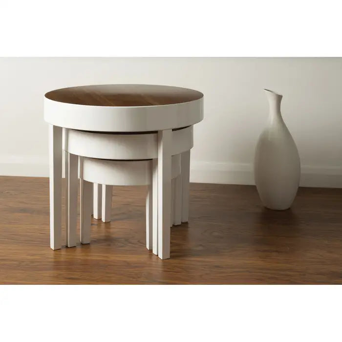 Moris Nest Of 3 White High Gloss Table