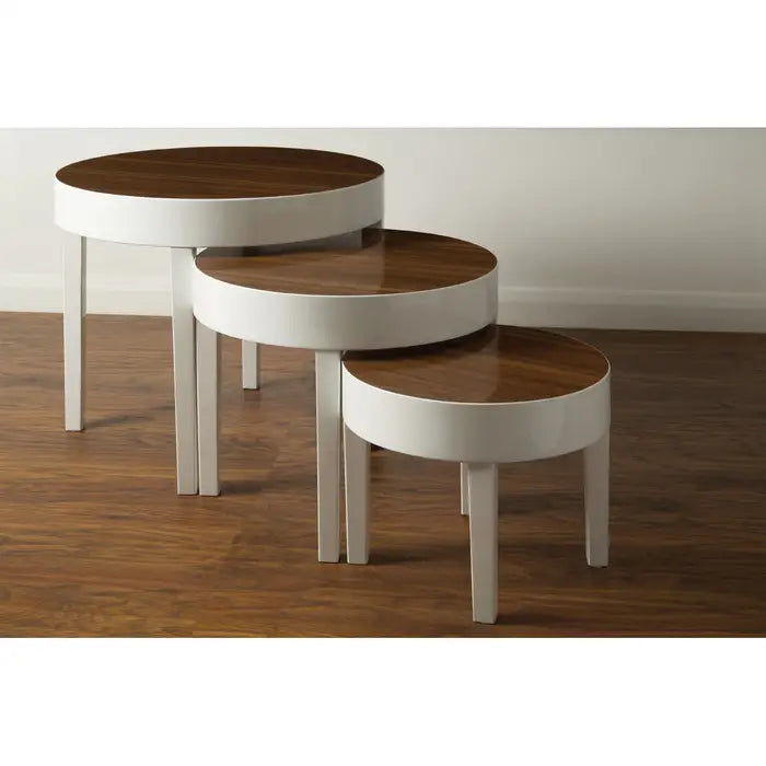 Moris Nest Of 3 White High Gloss Table