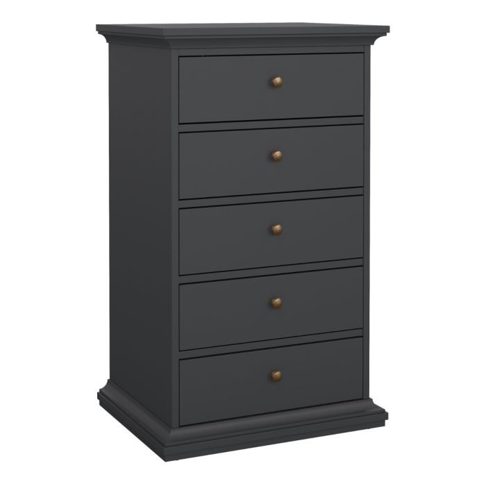 Perth Chest Of 5 Drawers In Grey