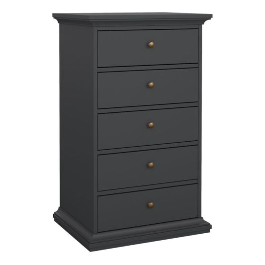 Perth Chest Of 5 Drawers In Grey