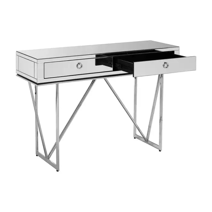 Mirrored 2 drawer stylish console table.
