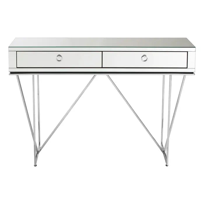 Mirrored 2 drawer stylish console table.