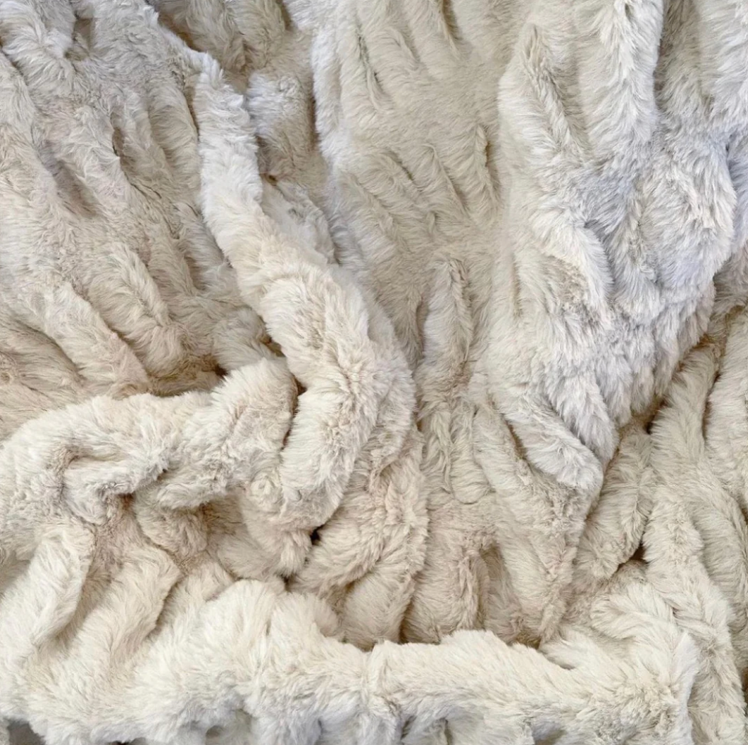 White/ Ivory or Biscuit Sharpei Faux Fur Throw