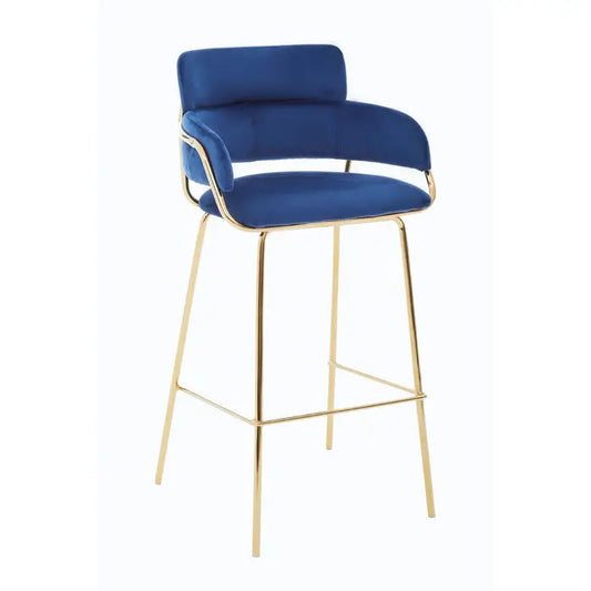 Tamsin Gold & Blue Velvet Bar Stool