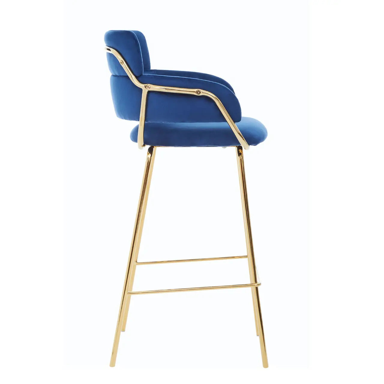 Tamsin Gold & Blue Velvet Bar Stool