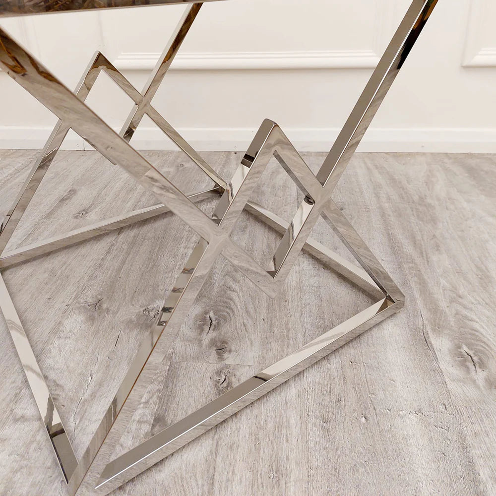 Valley Chrome Lamp Table with Ash Sintered Stone Top