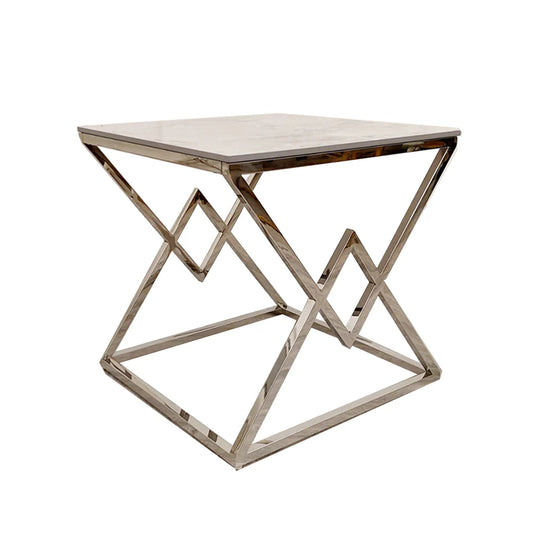 Stylish, sleek and eye grabbing, this lamp table will strike elegance to any living space.  Dimensions; 55cm Width x&nbsp;55cm Depth x&nbsp;55cm Height