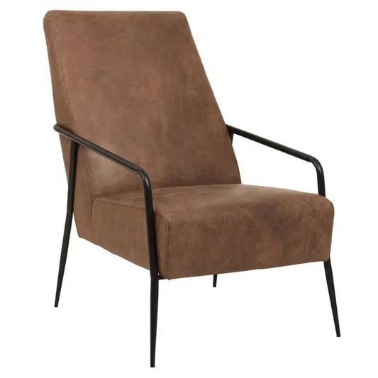 Hill Brown Leather Chair With Tapered Back
