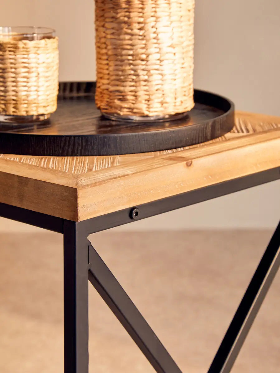 Coffee Table With Black Iron Frame