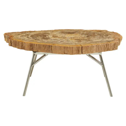 Natural wood finished coffee table. 