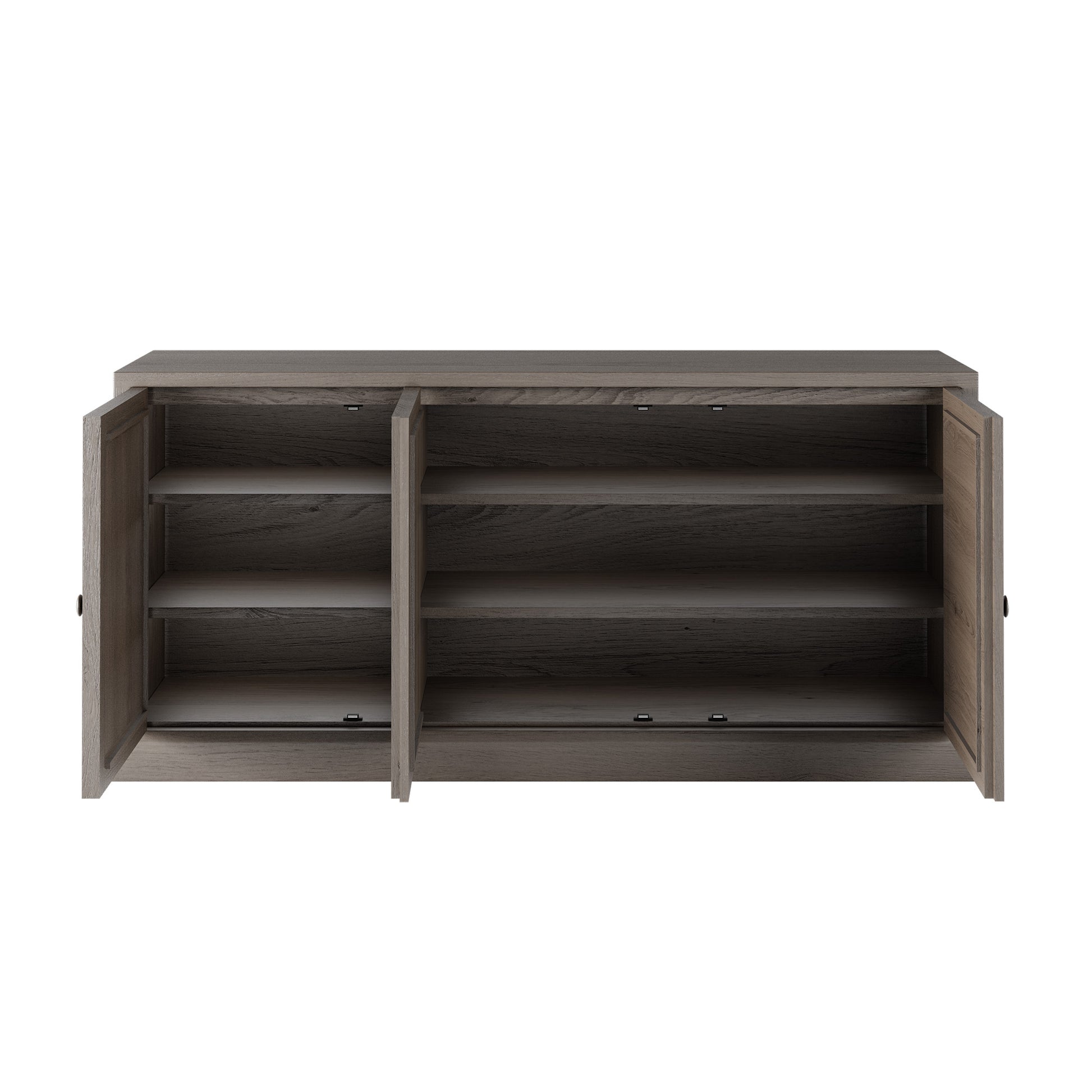 Crafted from durable oak, this natural wood sideboard with 3 doors has warm, earthy tones and distinct grain patterns.